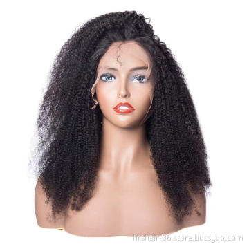 150% Density Lace Front Kinky Curly Wig 10A Mongolian Afro Curly Human Hair Wigs with Baby Hair Natural Hairline for African